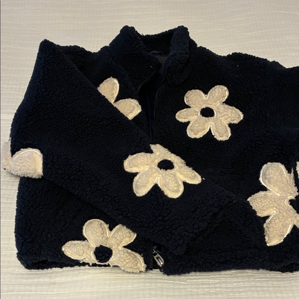 Dark blue and Cream Floral Jacket